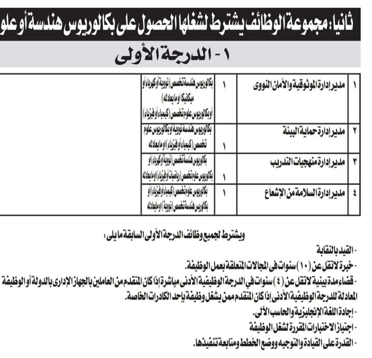 وظائف وزارة الكهرباء وهيئة المحطات النووية لتوليد الكهرباء 2022 للمؤهلات العليا