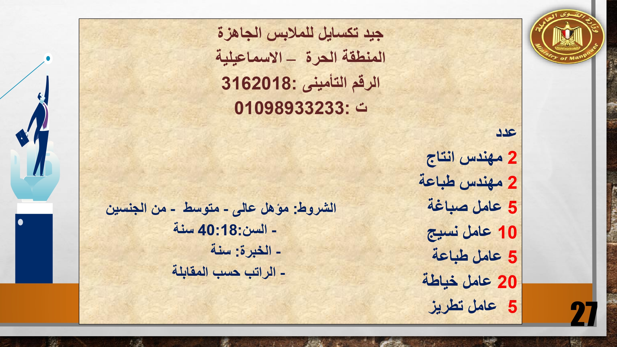 وظائف وزارة القوى العاملة المصرية شهر فبراير 2023